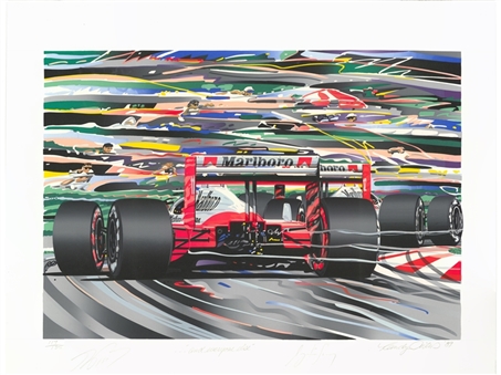 Ayrton Senna and Alain Prost Dual Signed Limited Edition (#119/135) "...and Everyone Else" Serigraph - Formula 1 Teammates with an Invitation to a Senna Foundation Event (Beckett)